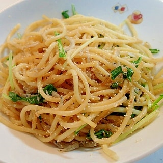 明太子としらすと水菜のパスタ